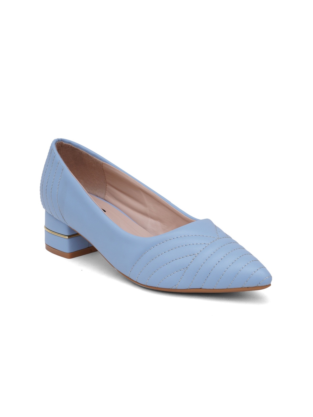 

Sherrif Shoes Blue Textured Party Block Pumps