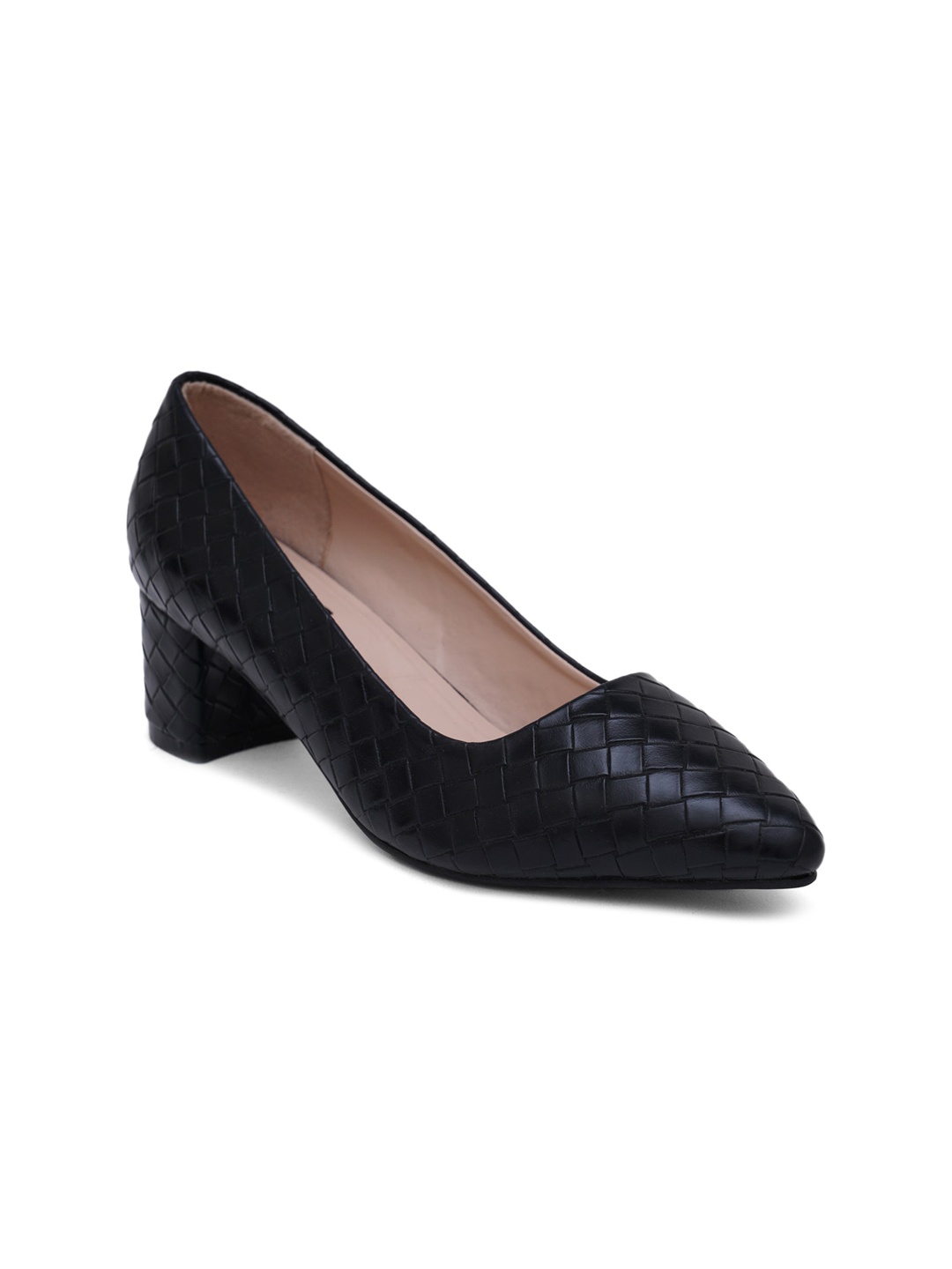 

Sherrif Shoes Women Black Textured Party Block Heel Pumps