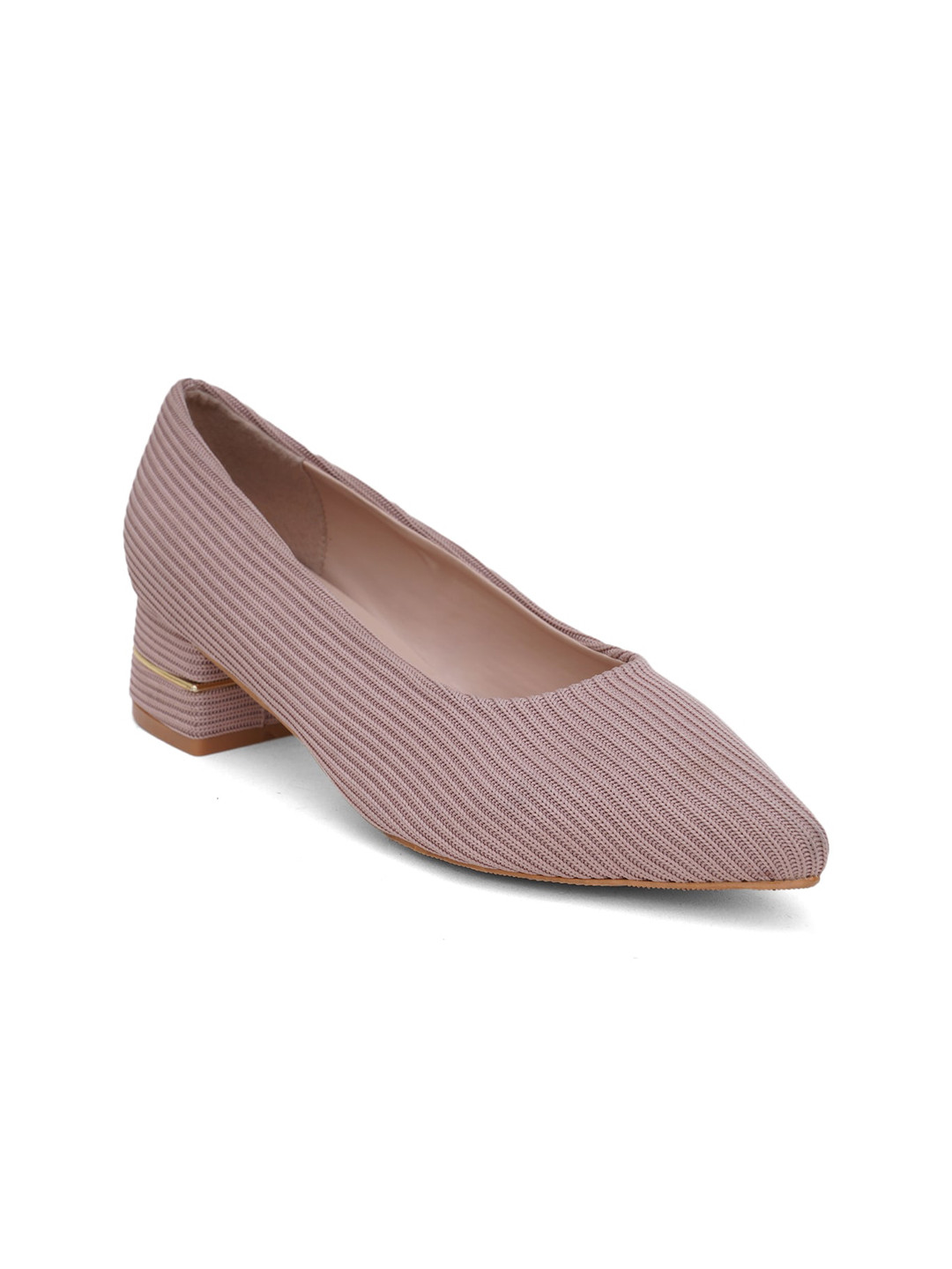 

Sherrif Shoes Nude-Coloured Striped Party Block Pumps
