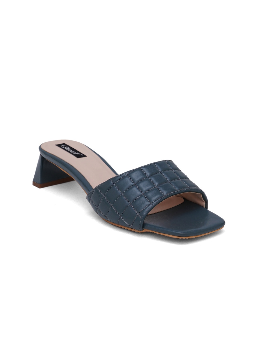 

Sherrif Shoes Navy Blue Textured Party Block Heels