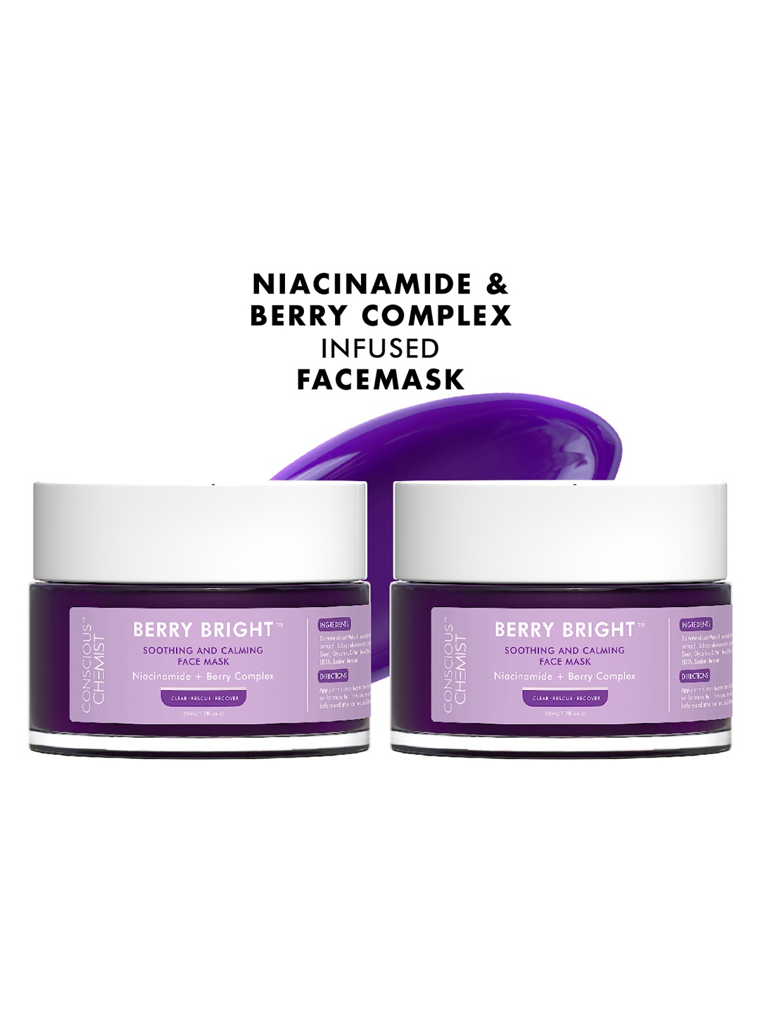 

Conscious Chemist Pore Refining Face Mask with Niacinamide & Berry Extracts Pack of 2, Purple