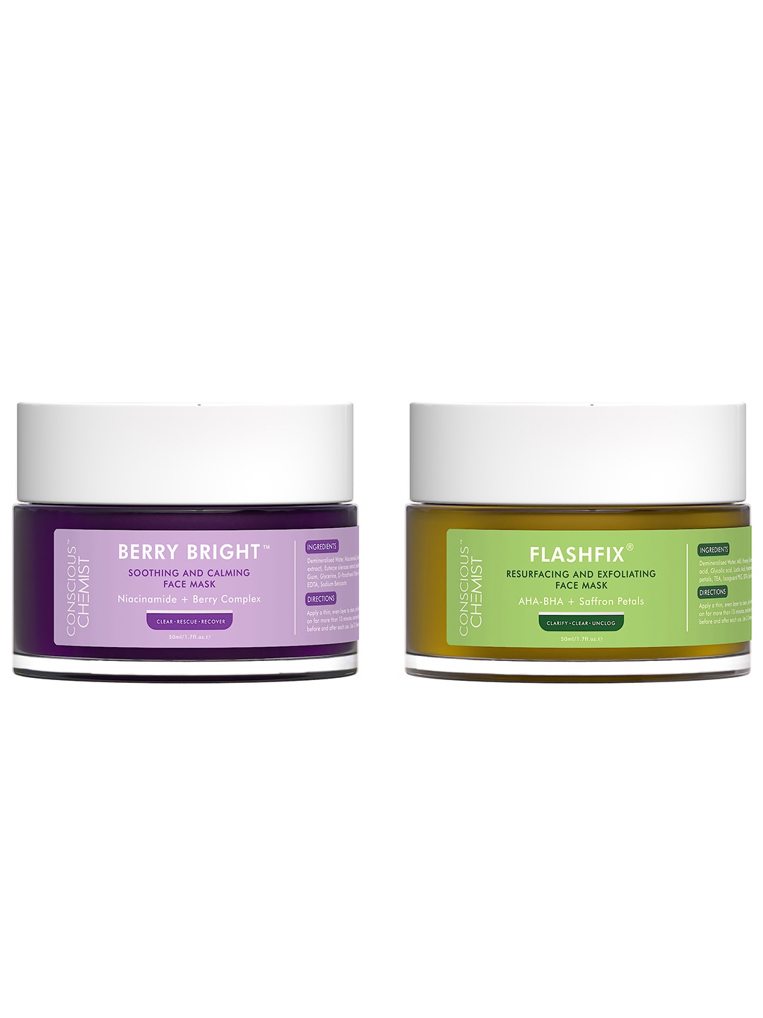 

Conscious chemist Pack of 2 Radiance + Exfoliating De-Tan Face Mask Pack, Green