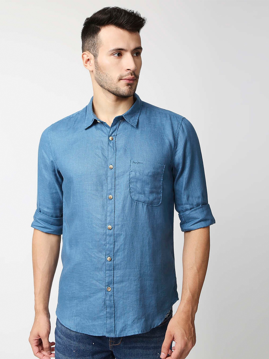 

Pepe Jeans Men Blue Casual Shirt