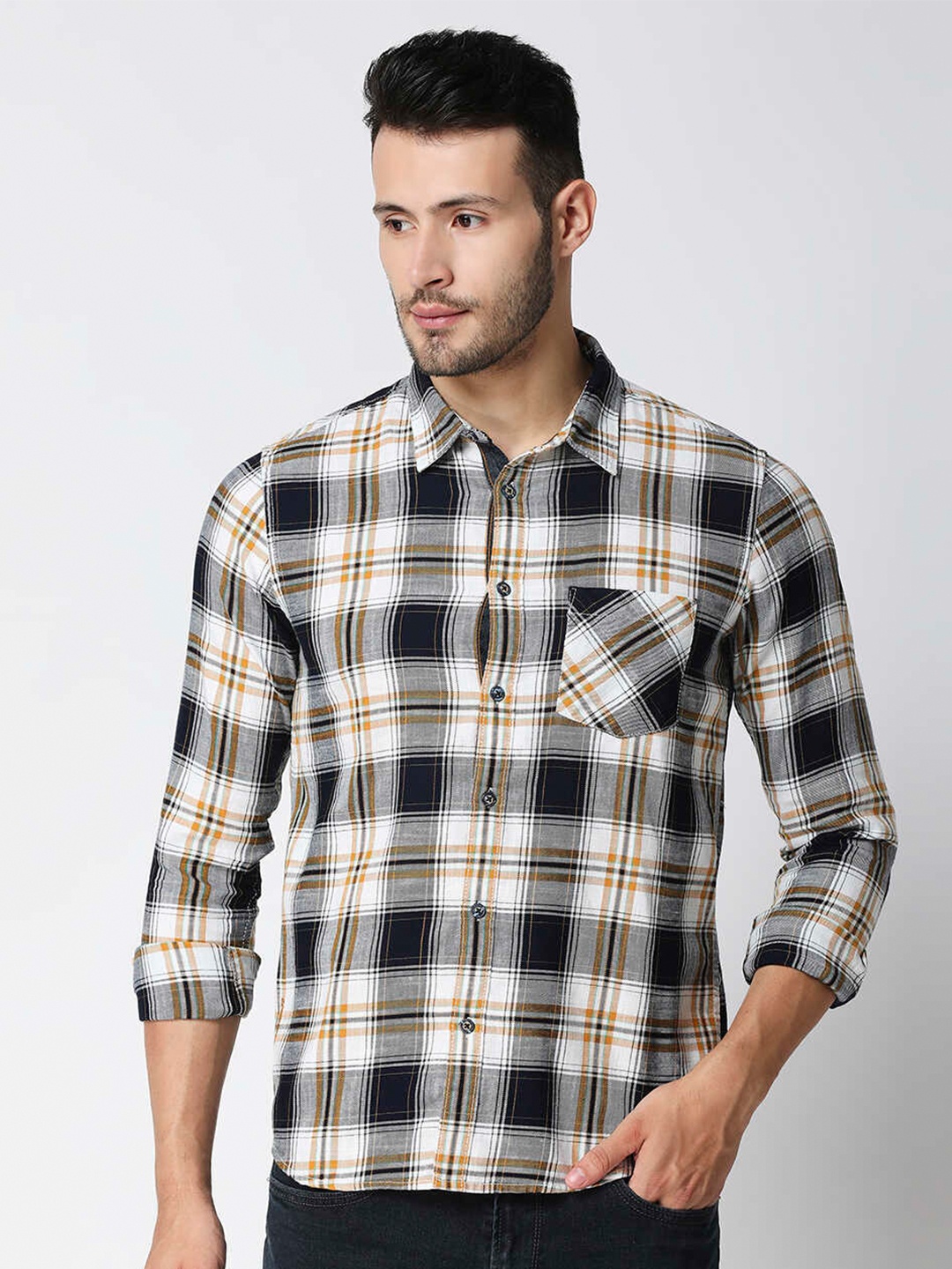 

Pepe Jeans Men Yellow Tartan Checked Casual Shirt