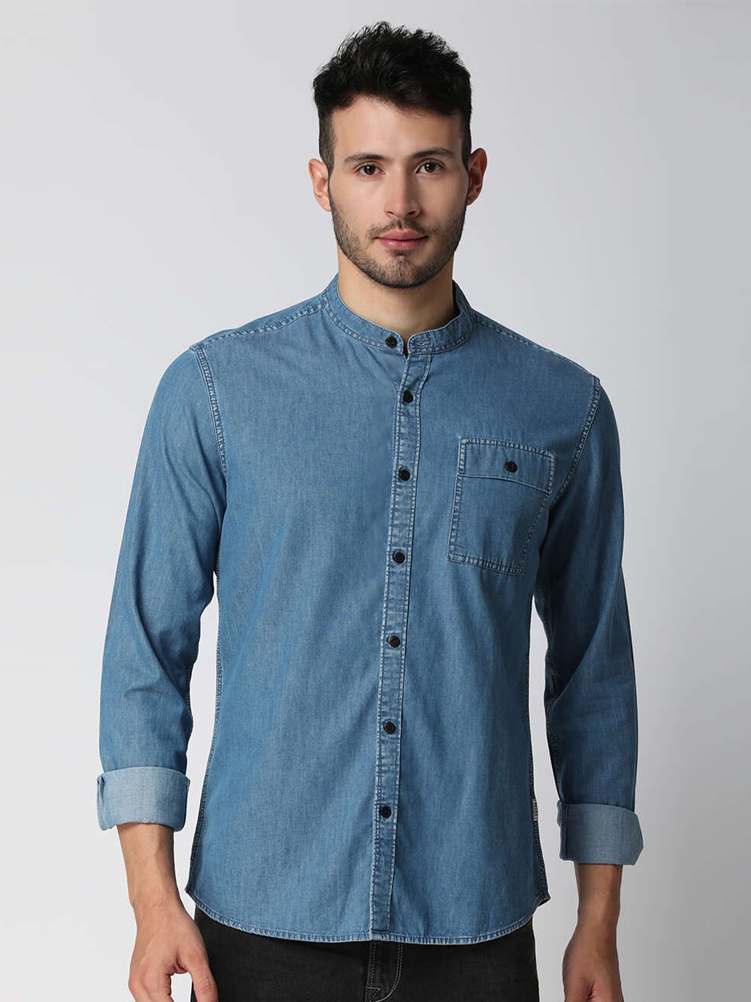 

Pepe Jeans Men Blue Solid Casual Shirt