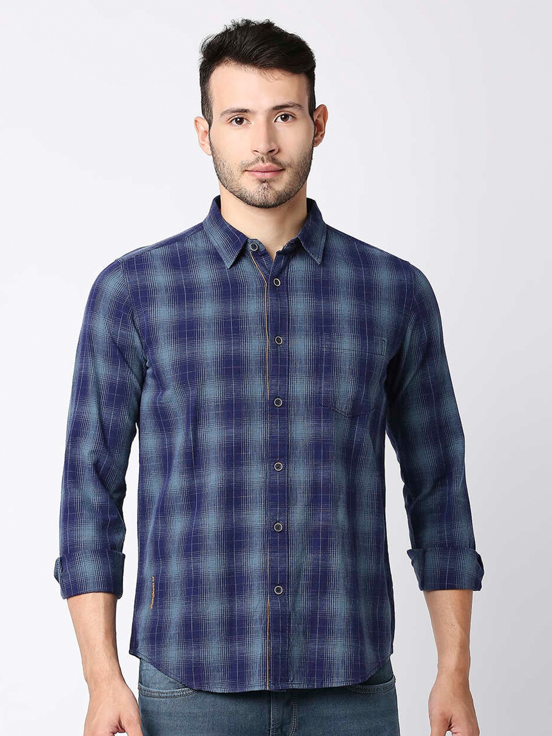 

Pepe Jeans Men Sea Green Checked Casual Shirt