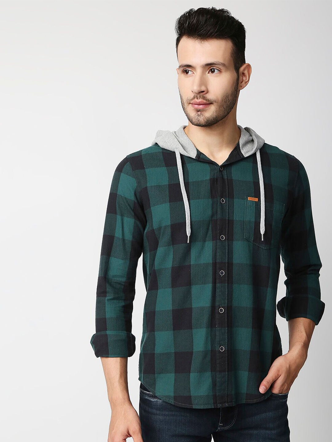

Pepe Jeans Men Green Buffalo Checked Cotton Casual Shirt