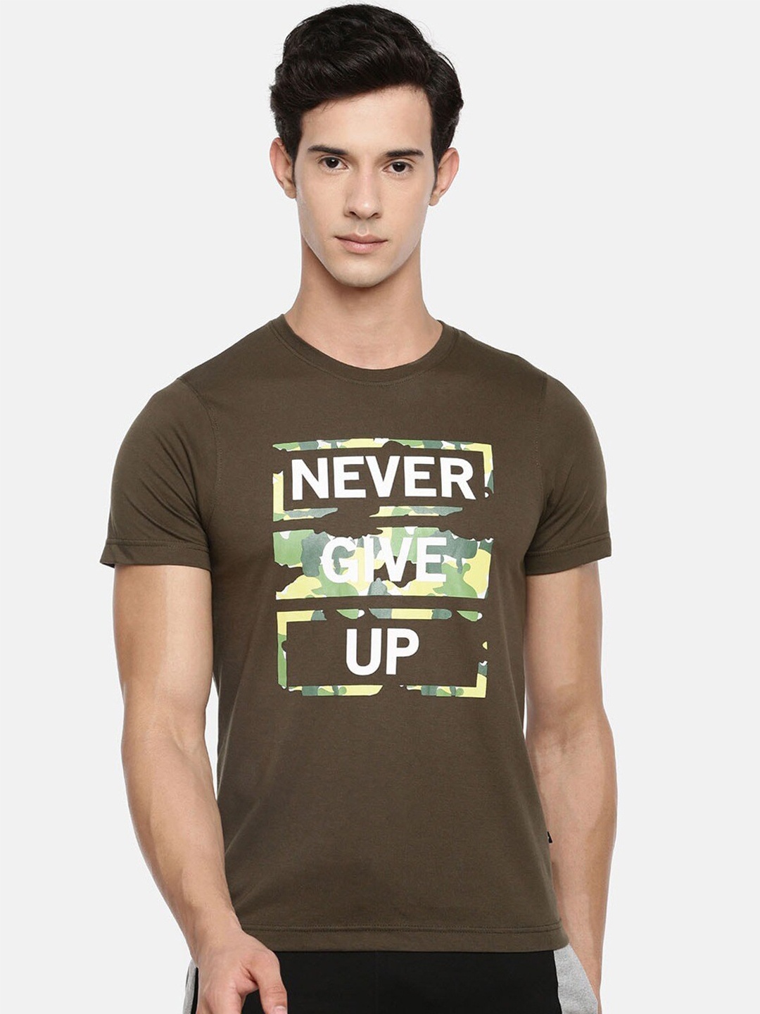 

Dollar Men Coffee Brown Typography Printed T-shirt