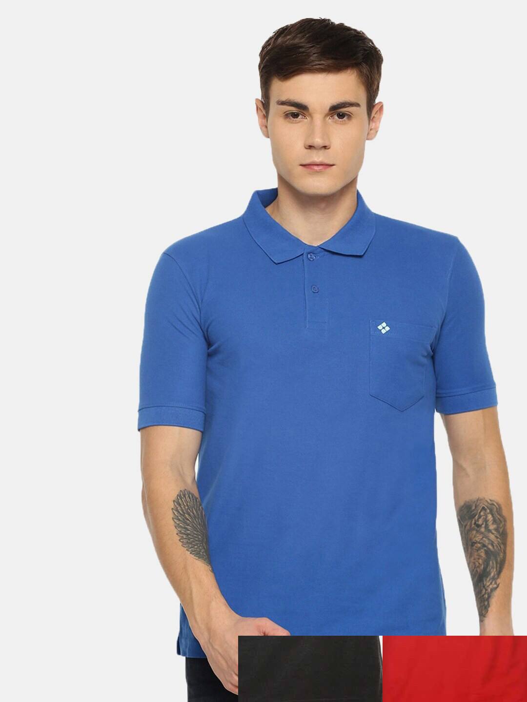 

Dollar Men Pack Of 3 Solid Polo Collar T-shirt, Blue