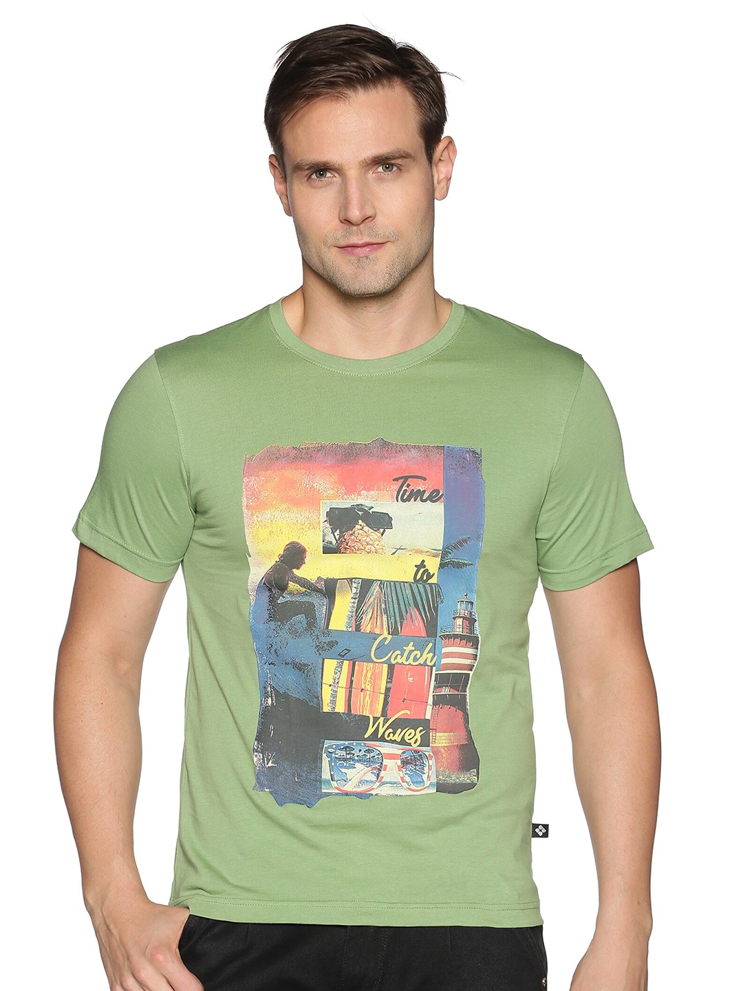 

Dollar Men Green Printed T-shirt
