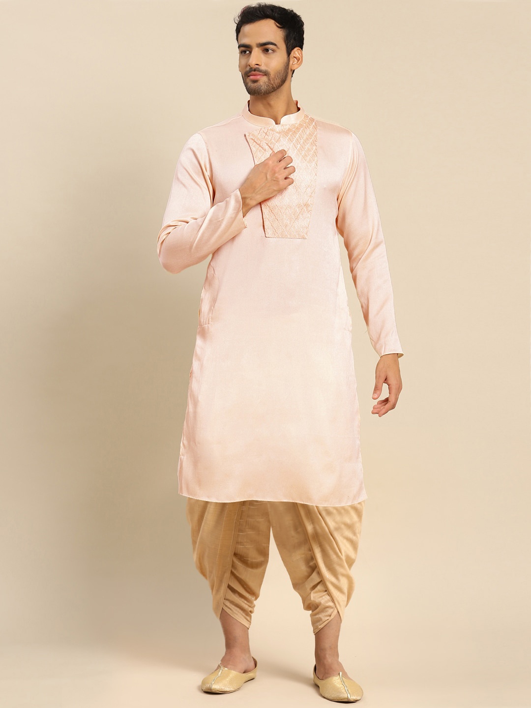 

KISAH Men Peach-Coloured Empire Kurta With Dhoti Pants