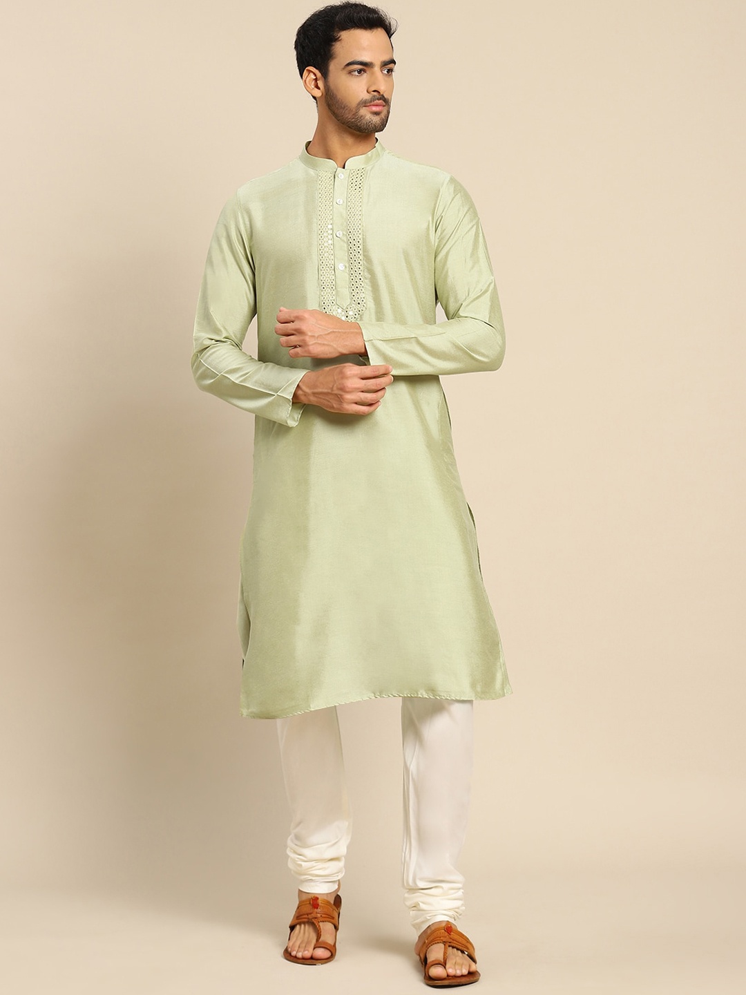 

KISAH Men Lime Green Kurta with Churidar