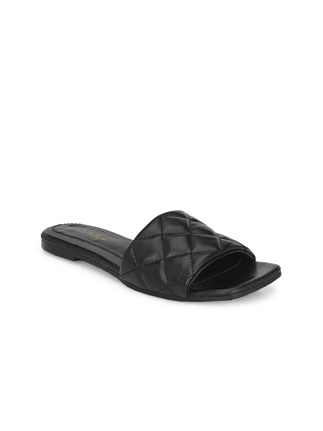 

Delize Women Black Textured Open Toe Flats