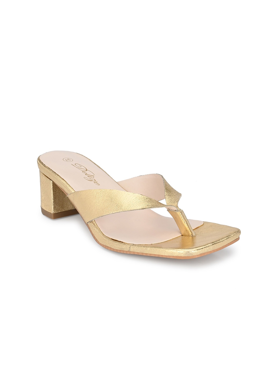 

Delize Gold-Toned Leather Block Heels