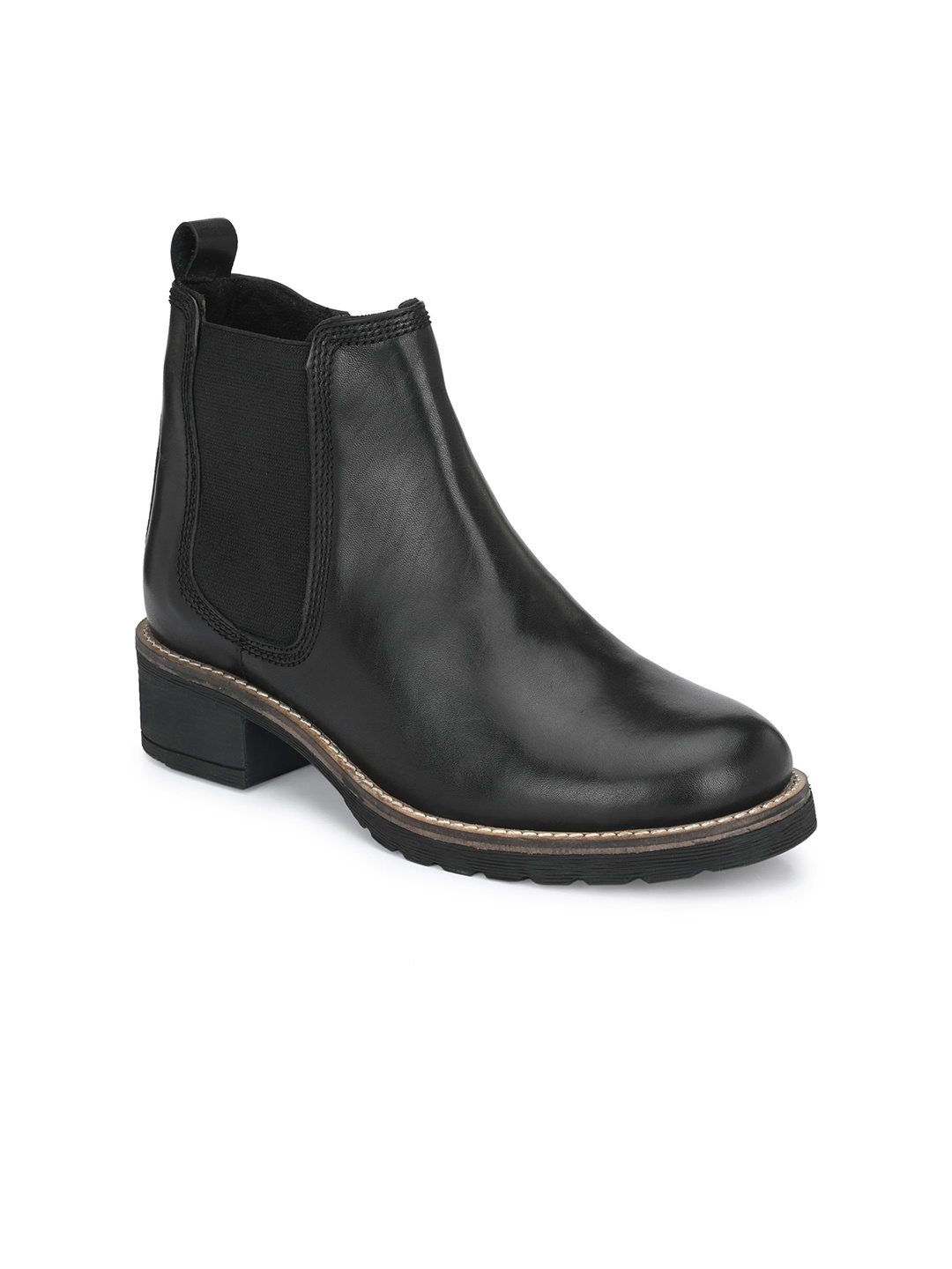 

Delize Women Black Solid Leather Chelsea Boots