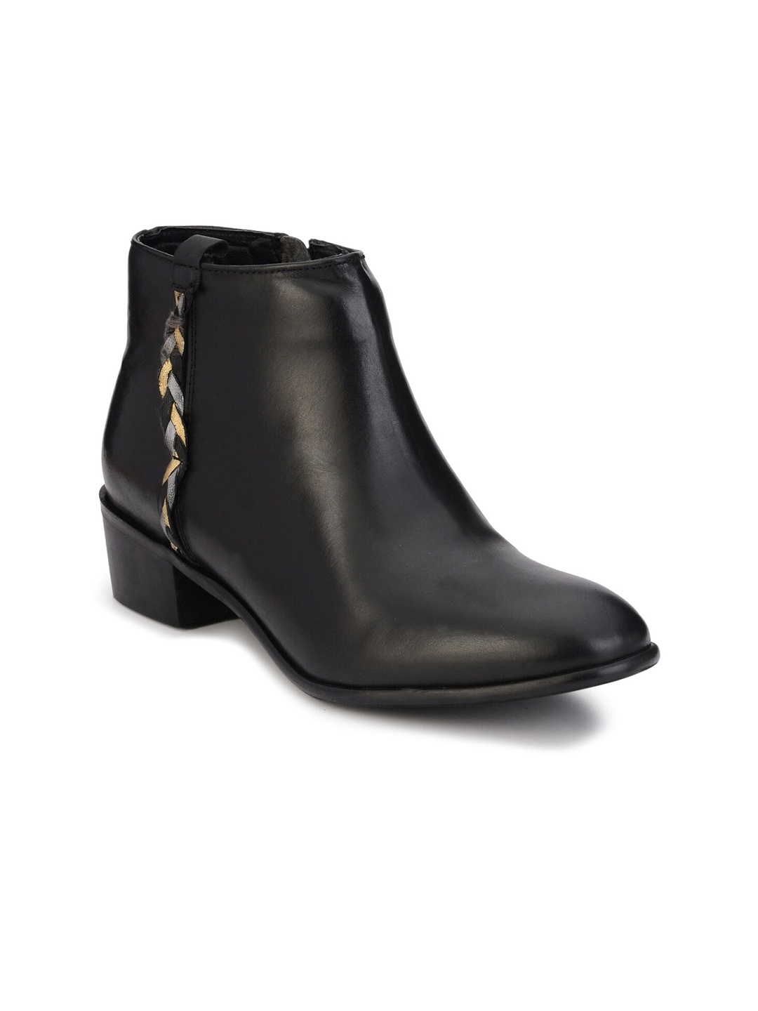 

Delize Women Black Solid Casual Synthetic Leather Heeled Chelsea Boots