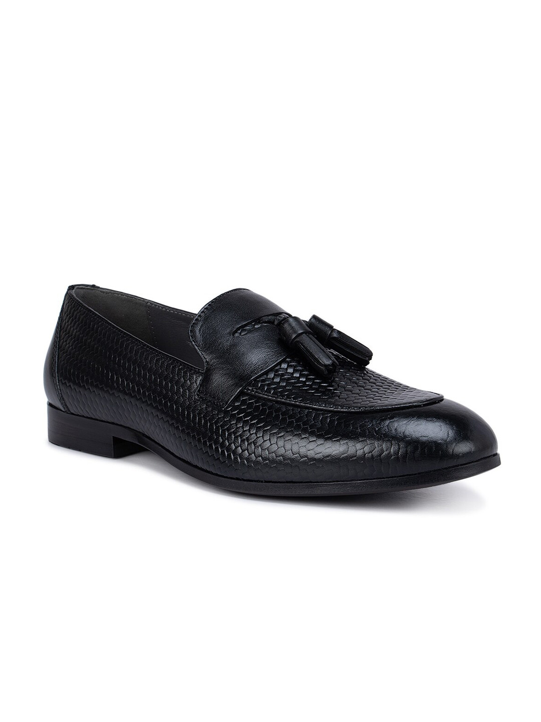 

ROSSO BRUNELLO Men Black Textured Leather Formal Loafers