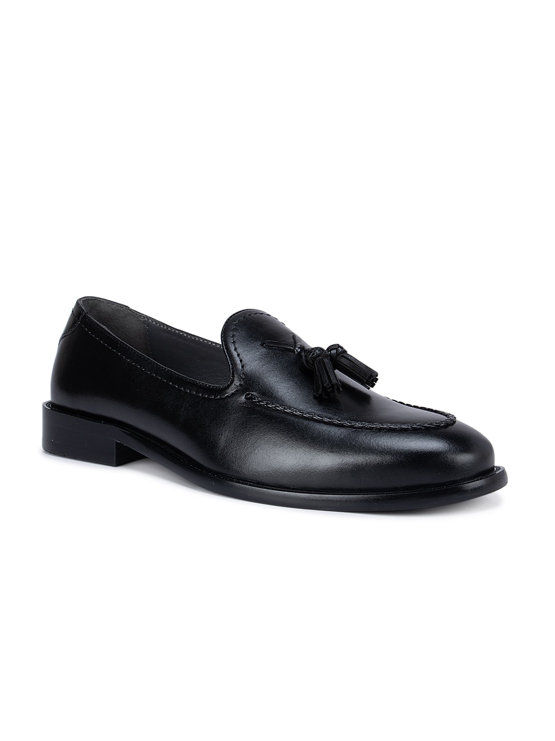 

ROSSO BRUNELLO Men Black Solid Formal Loafers