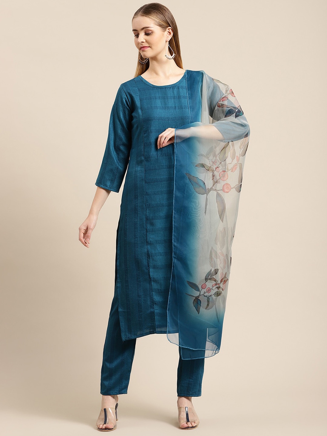 

GUNVANTI FAB Women Blue Kurta with Trousers & With Dupatta