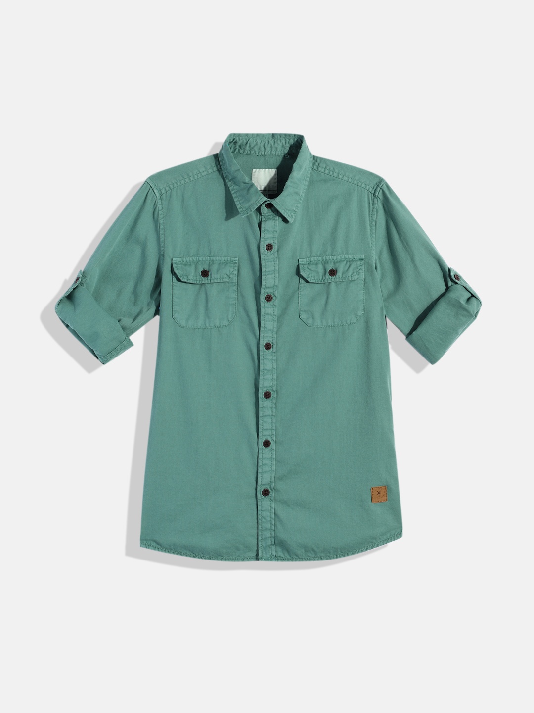 

UTH by Roadster Boys Blue Solid Pure Cotton Casual Shirt