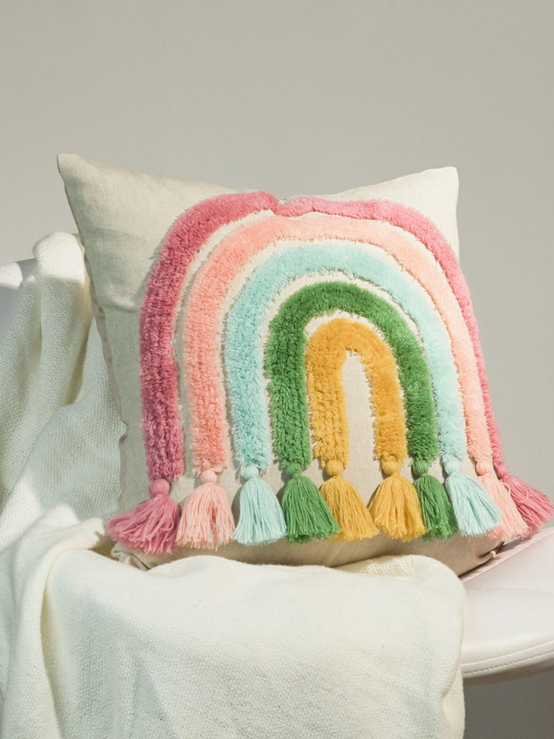 

haus & kinder Multicoloured Embroidered Square Cushion Covers, Multi