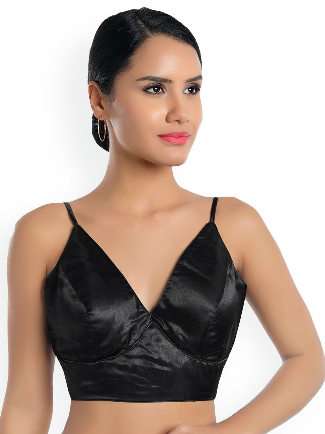 

SALWAR STUDIO Women Black Solid Padded Readymade Saree Blouse