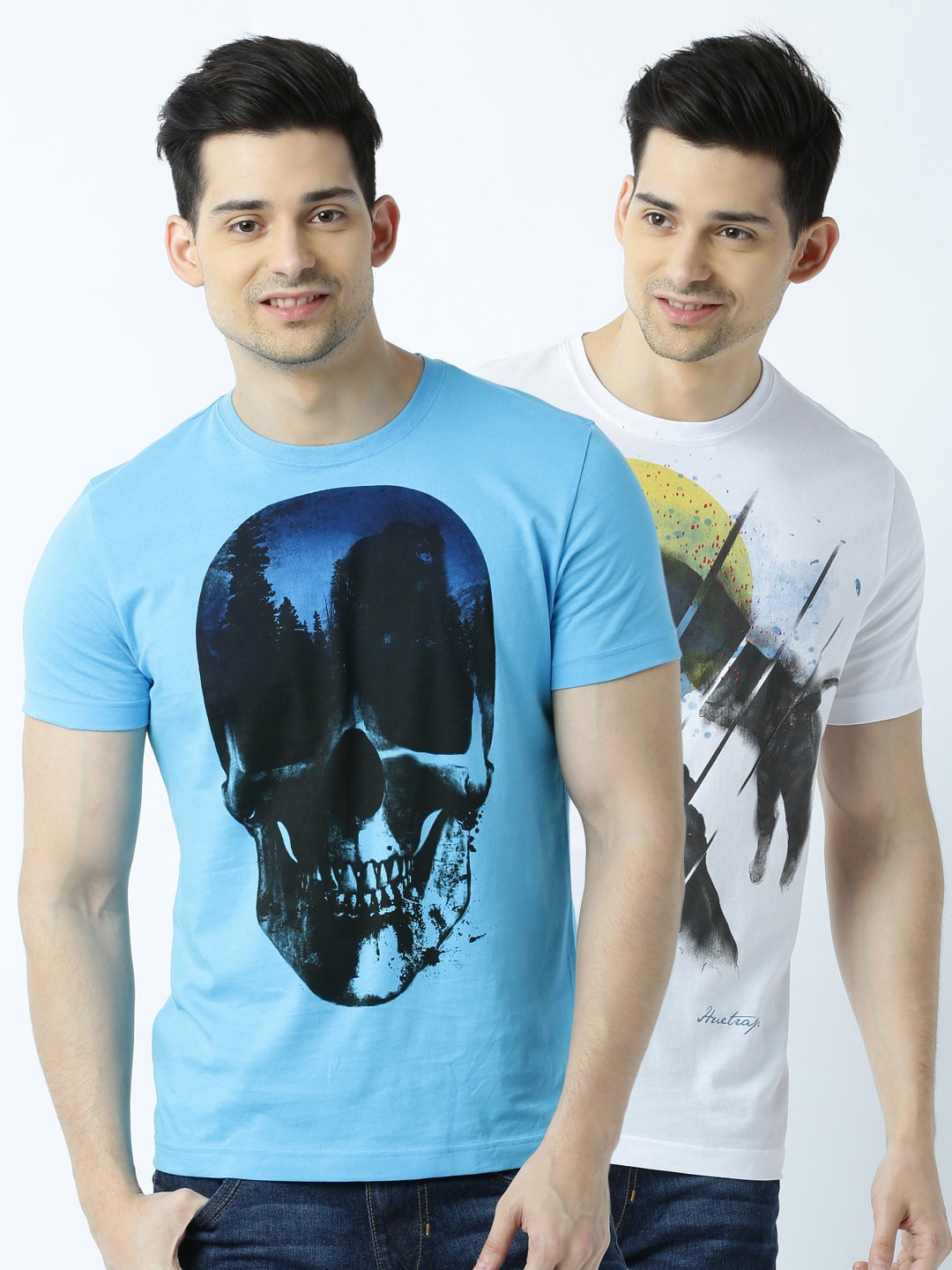 

Huetrap Pack of 2 Printed T-shirts, White