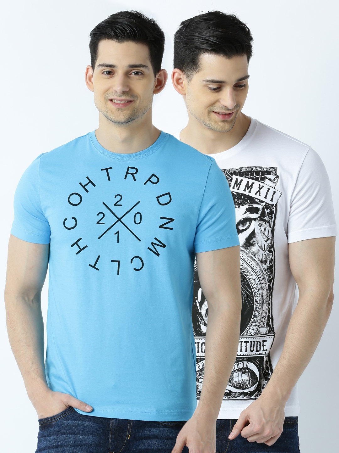 

Huetrap Pack of 2 Printed T-shirts, White