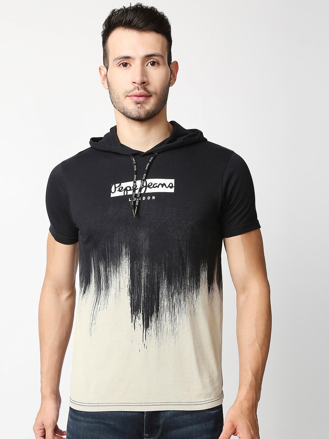 

Pepe Jeans Men Black Typography Dyed T-shirt