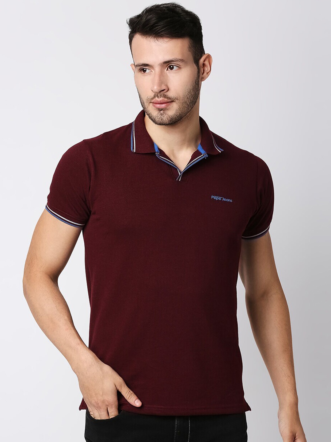 

Pepe Jeans Men Red Polo Collar T-shirt