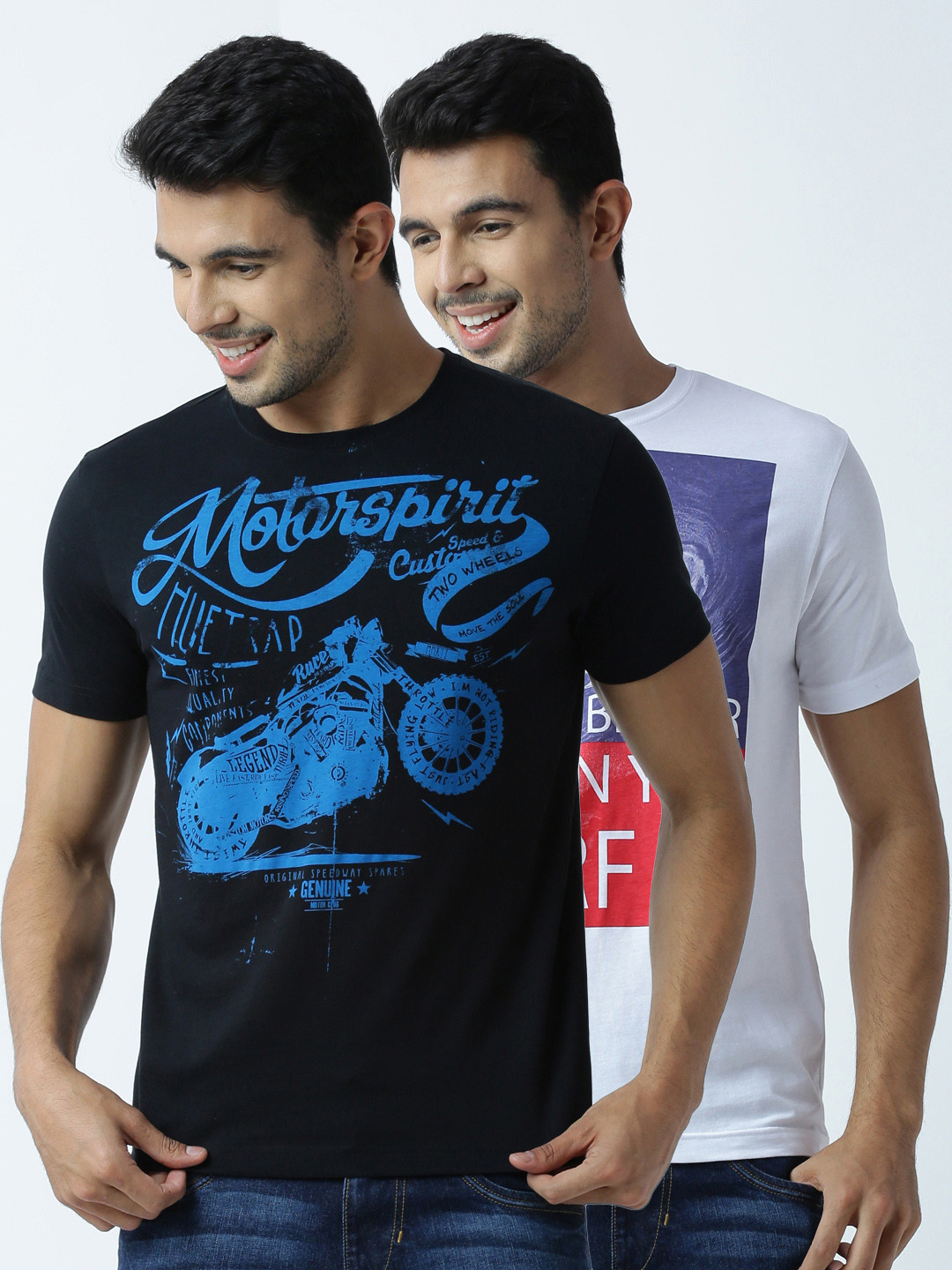 

Huetrap Men Pack of 2 Printed T-shirts, Black