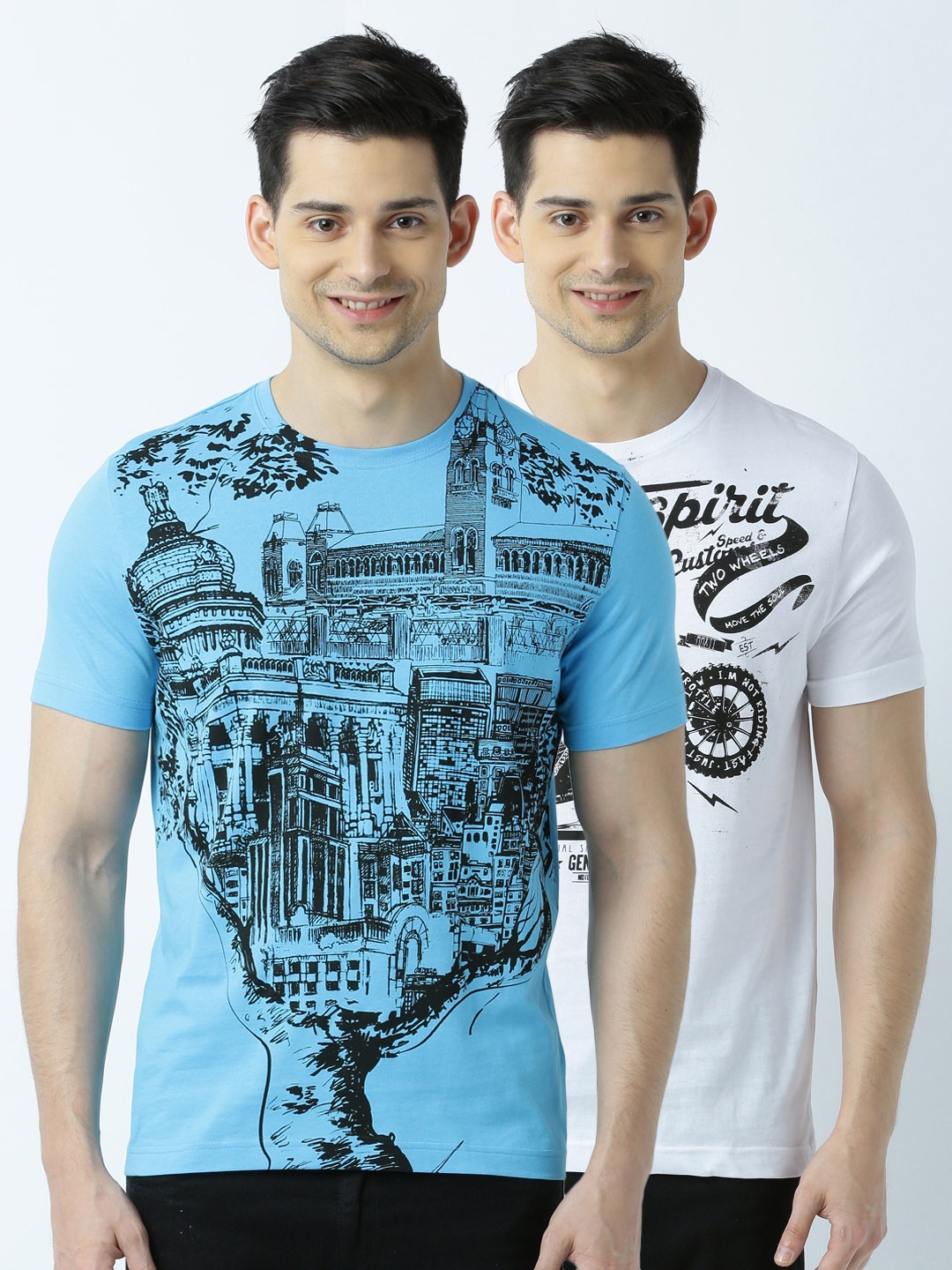

Huetrap Pack of 2 Printed T-shirts, White