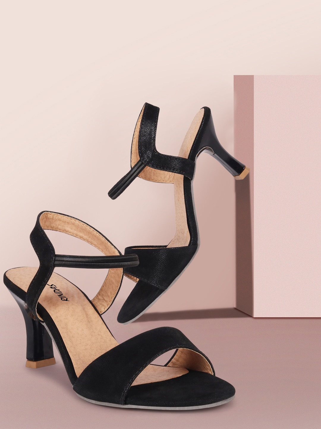 

RINDAS Women Black Kitten Sandals