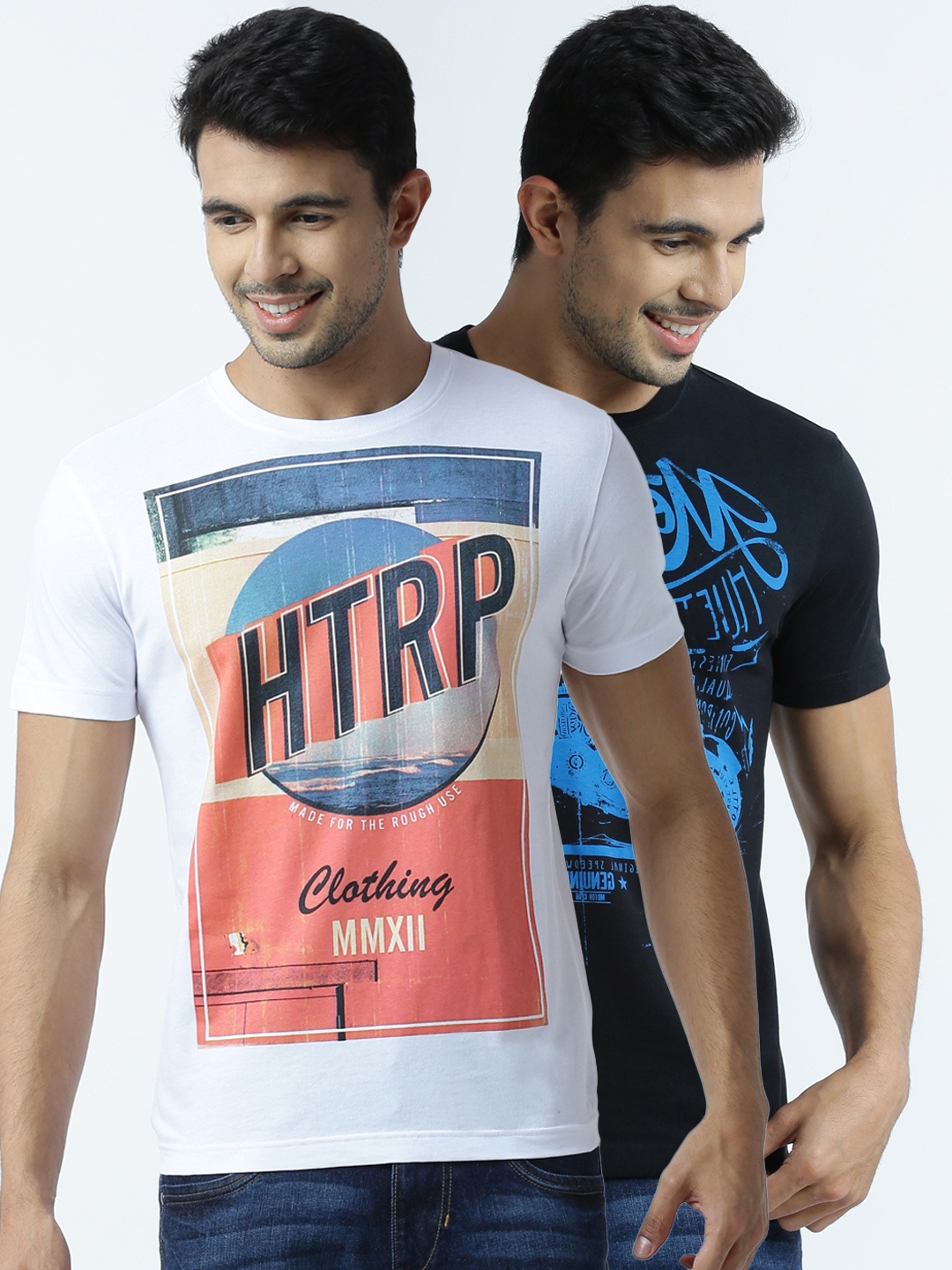 

Huetrap Pack of 2 Printed T-shirts, Black