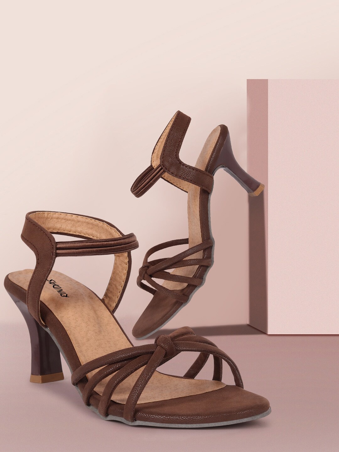 

RINDAS Women Brown Textured Sandals