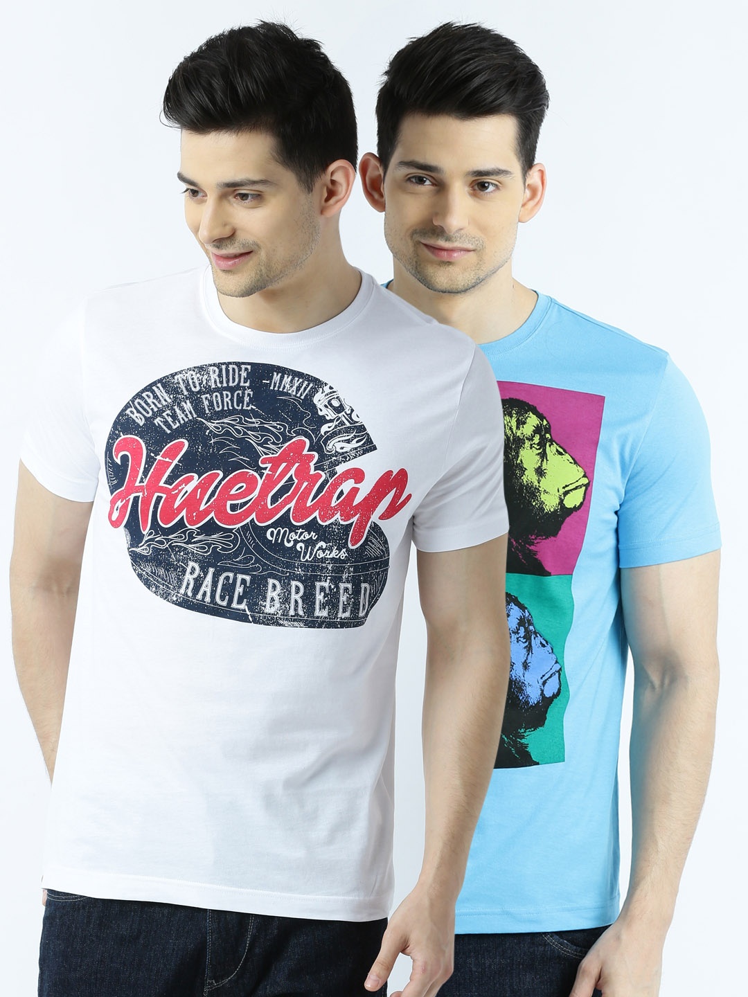 

Huetrap Pack of 2 Printed T-shirts, White