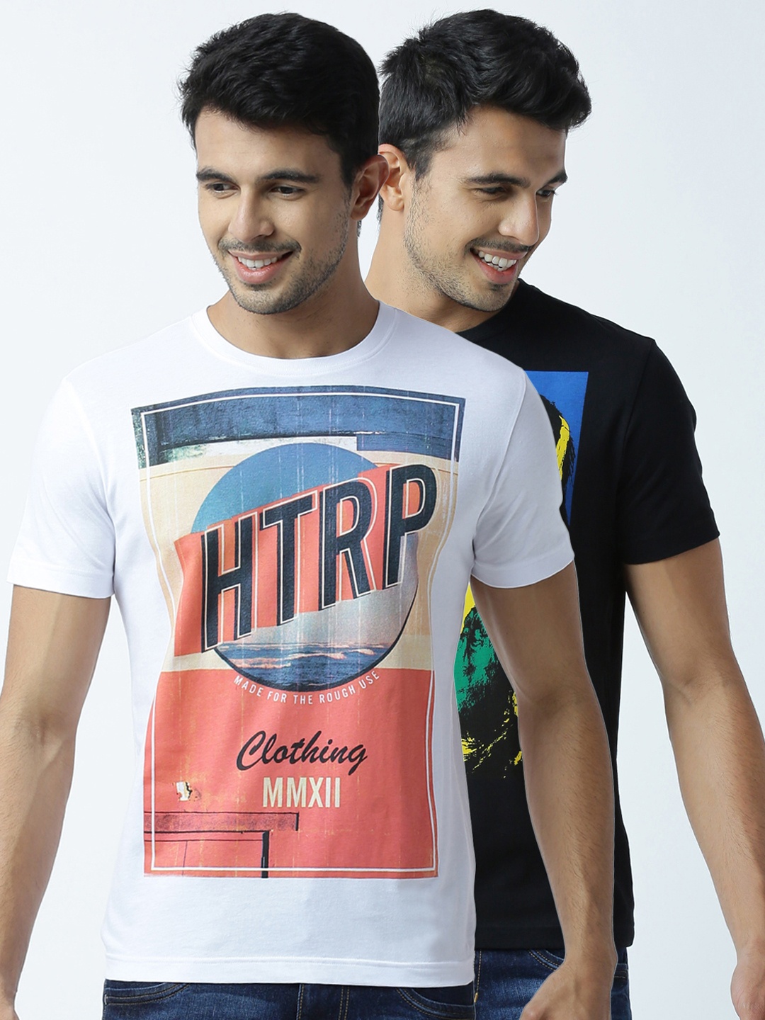 

Huetrap Men Pack of 2 Printed T-shirts, White