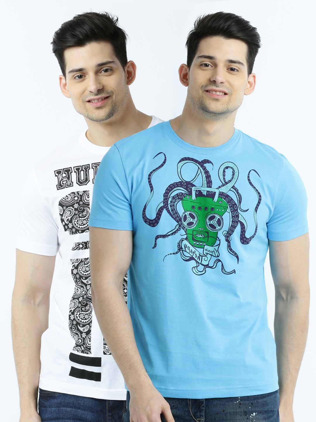 

Huetrap Pack of 2 Printed T-shirts, White