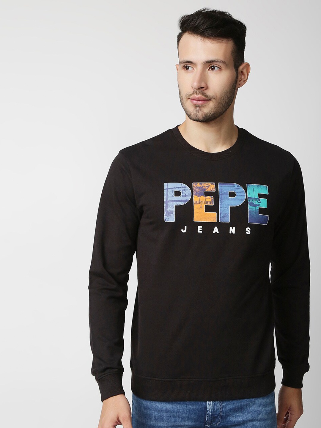 

Pepe Jeans Men Black Printed Sweatshirt