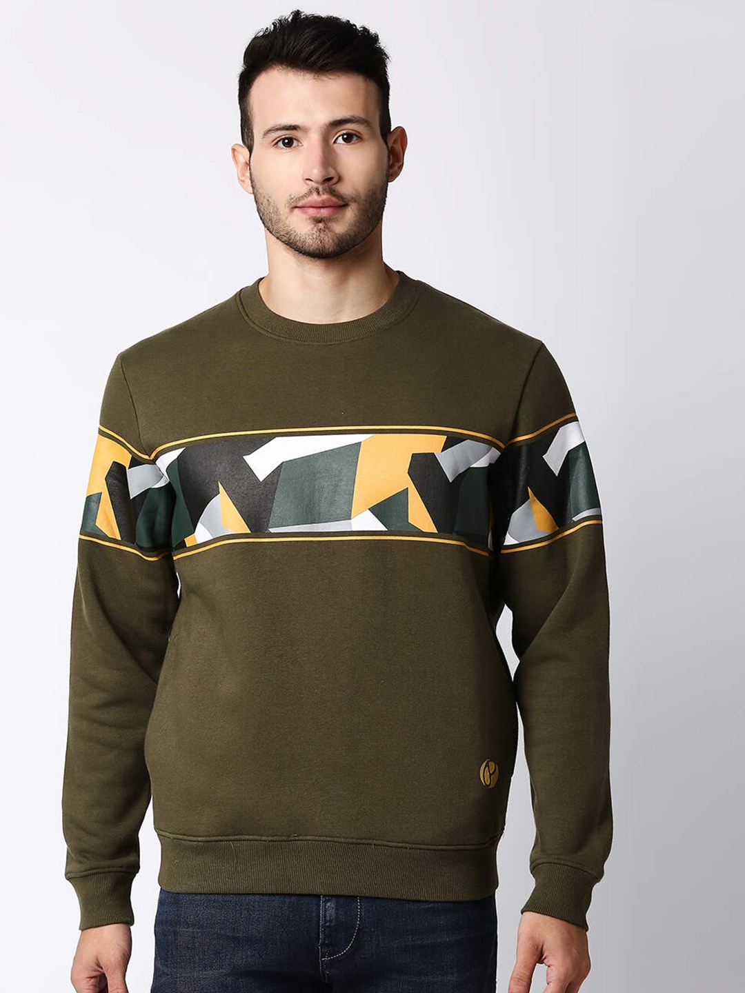 

Pepe Jeans Men Olive Green Printed Sweatshirt