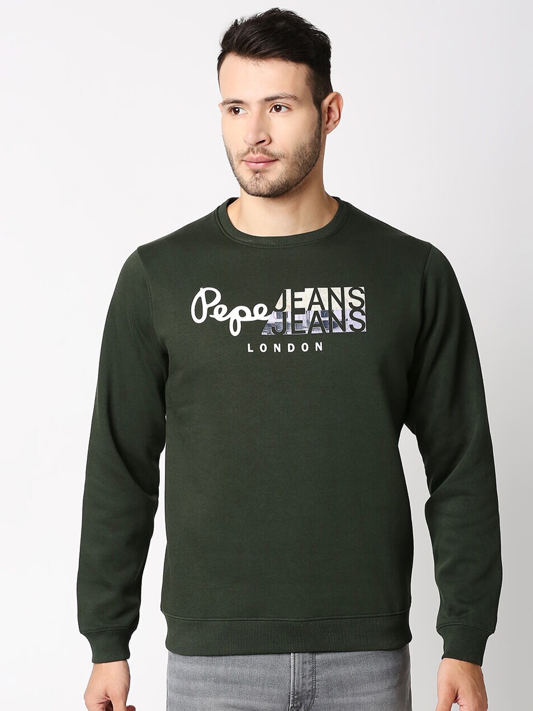 

Pepe Jeans Men Green Graphic Printed Pull Over Sweatshirt