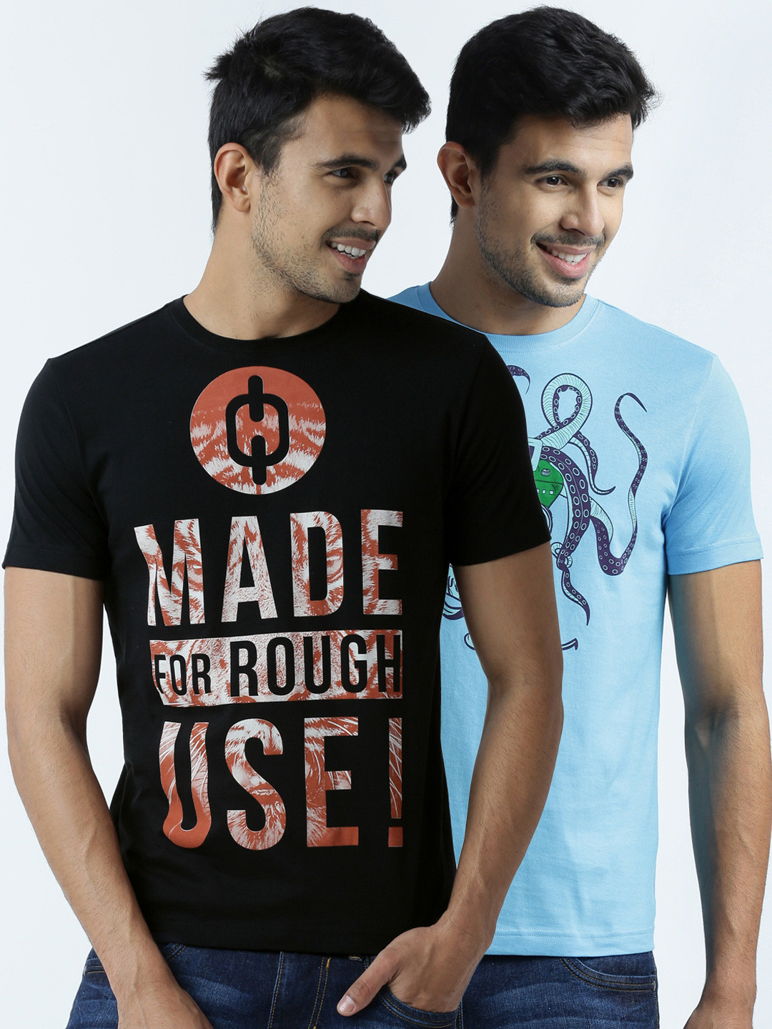 

Huetrap Pack of 2 Printed T-shirts, Black