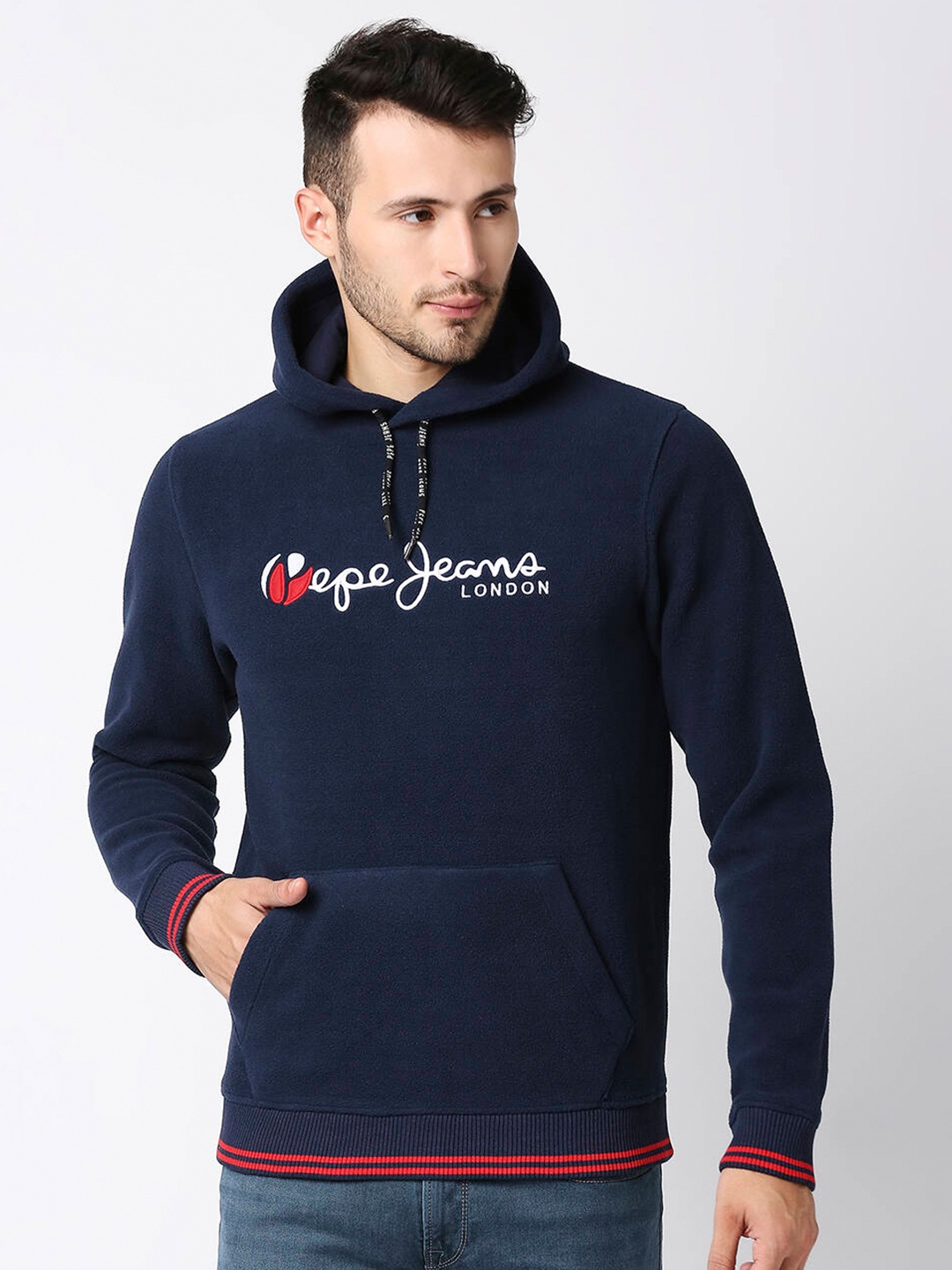 

Pepe Jeans Men Navy Blue Hooded Sweatshirt