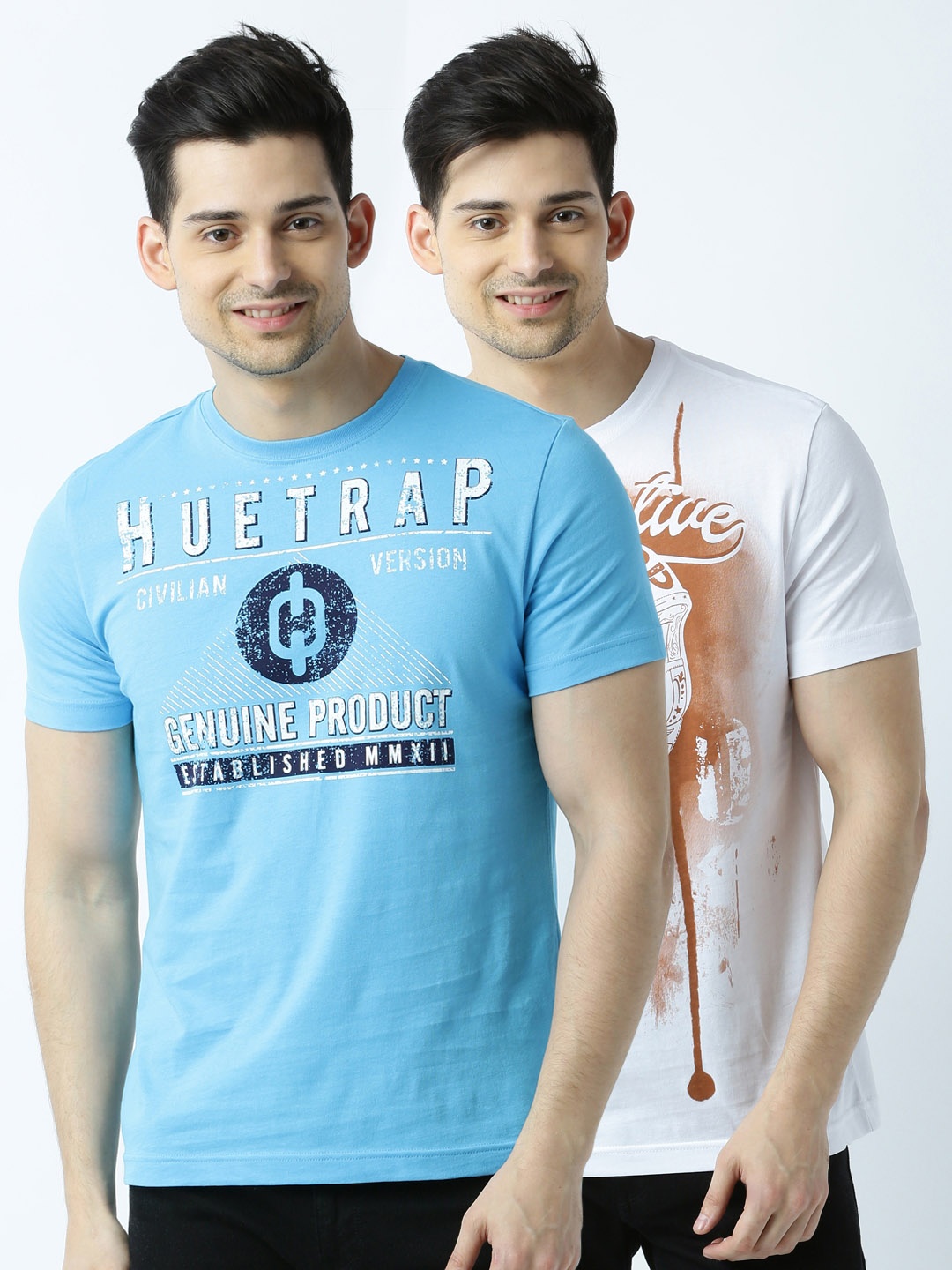 

Huetrap Pack of 2 Printed T-shirts, White