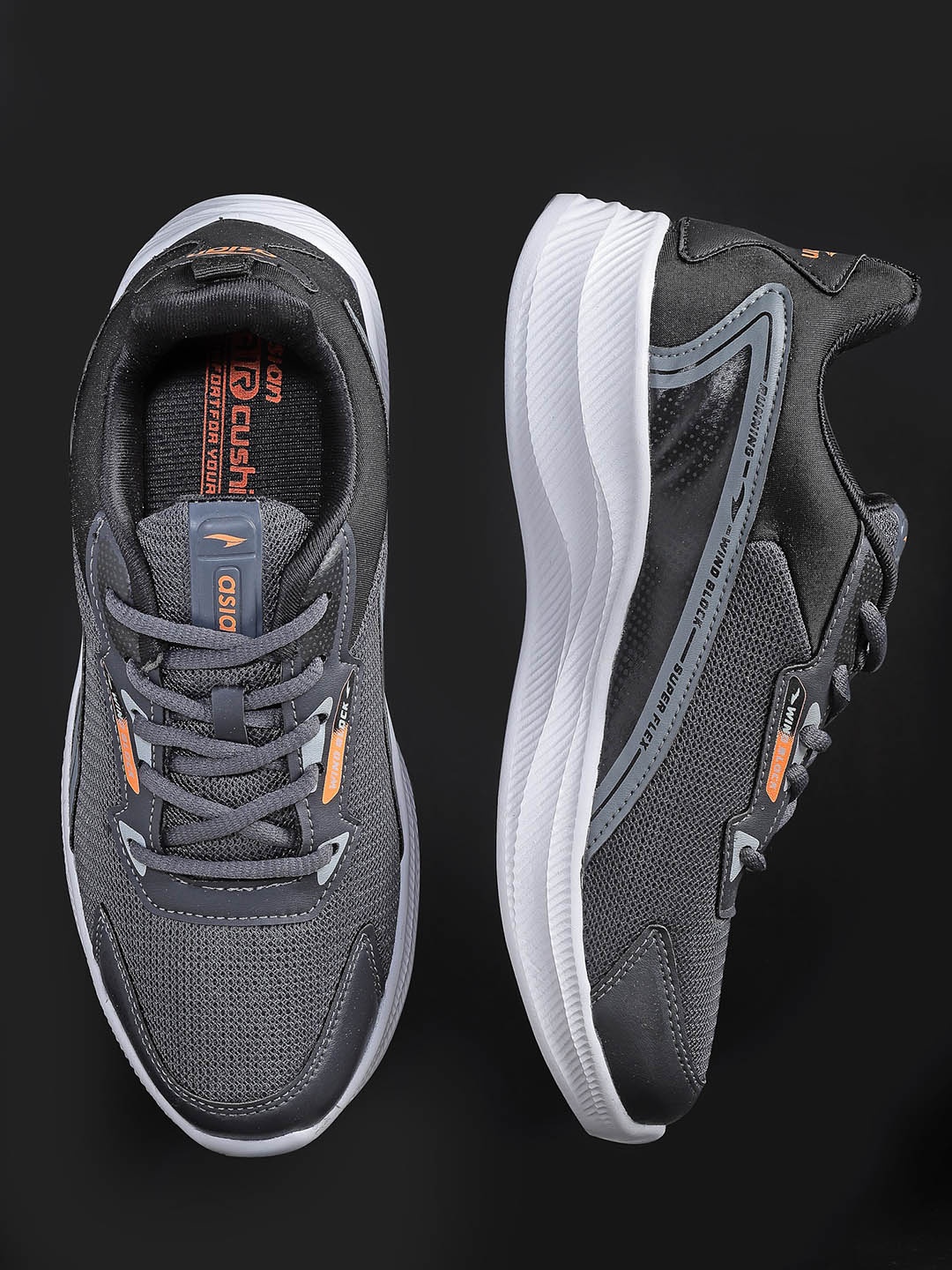 

ASIAN Men Grey Woven Design Mesh Lace-Ups Casual Shoes