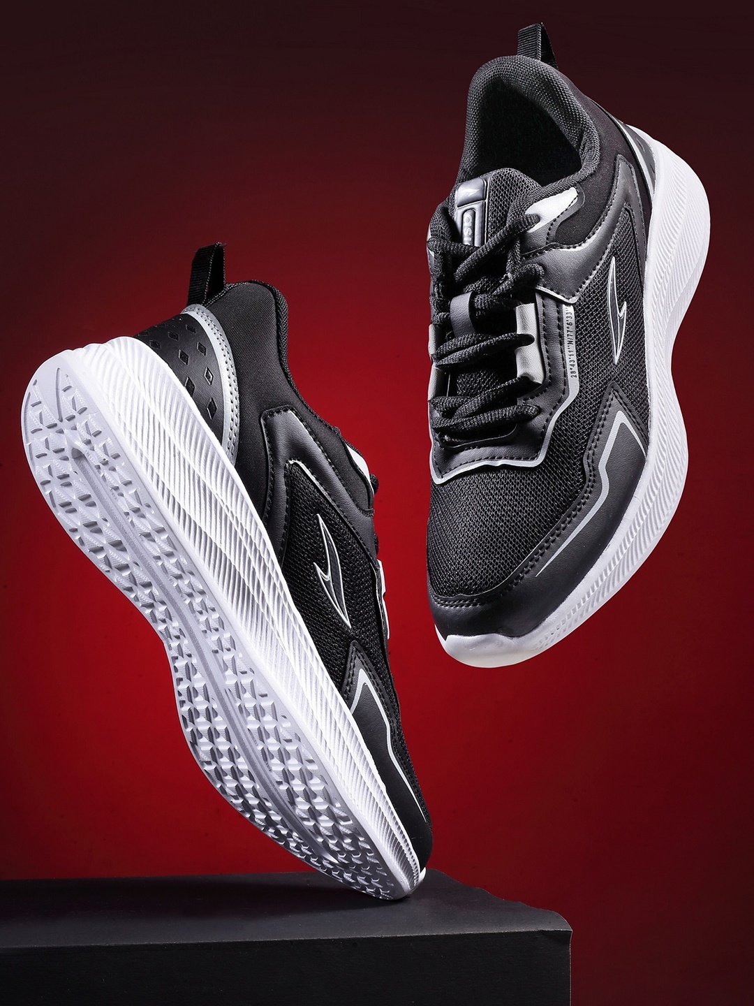 

ASIAN Men Black Woven Design Sneakers