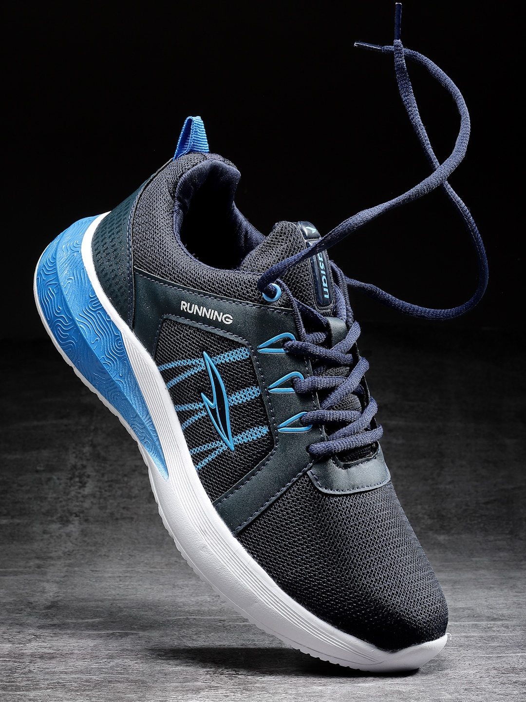 

ASIAN Men Navy Blue Woven Design Sneakers