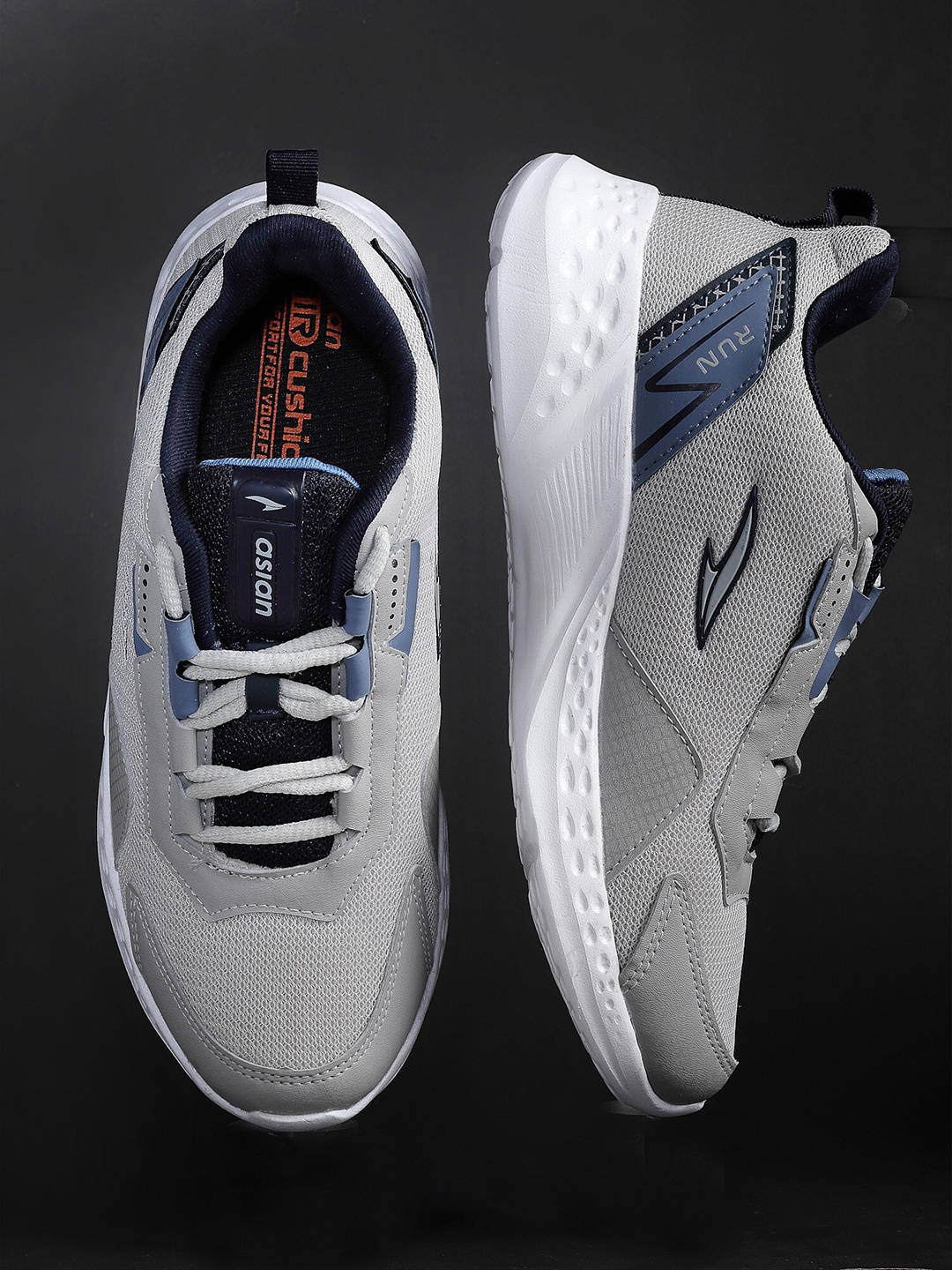 

ASIAN Men Grey Woven Design Casual Sneakers