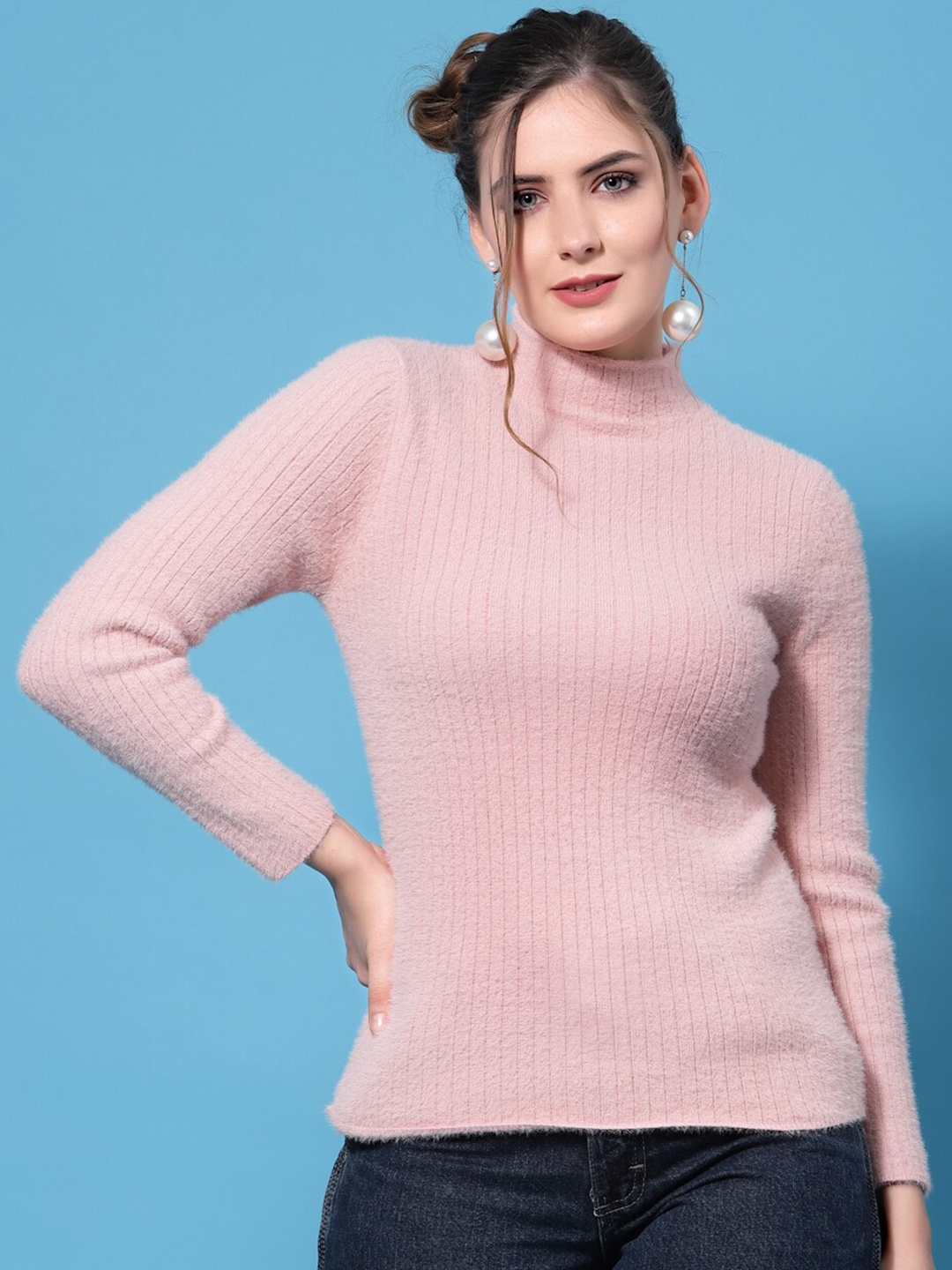 

Mafadeny Women Peach-Coloured Pullover