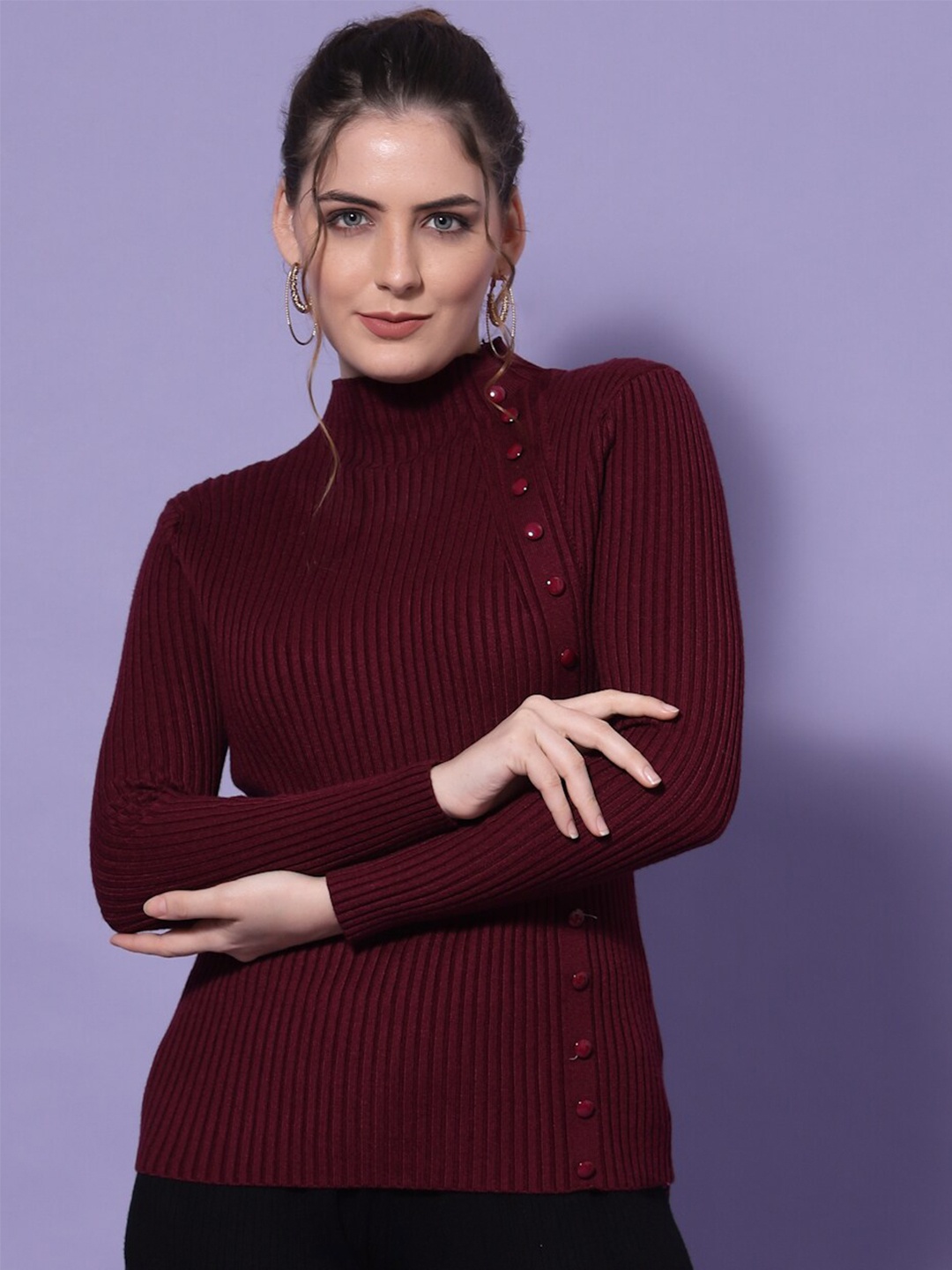 

Mafadeny Women Maroon Pullover